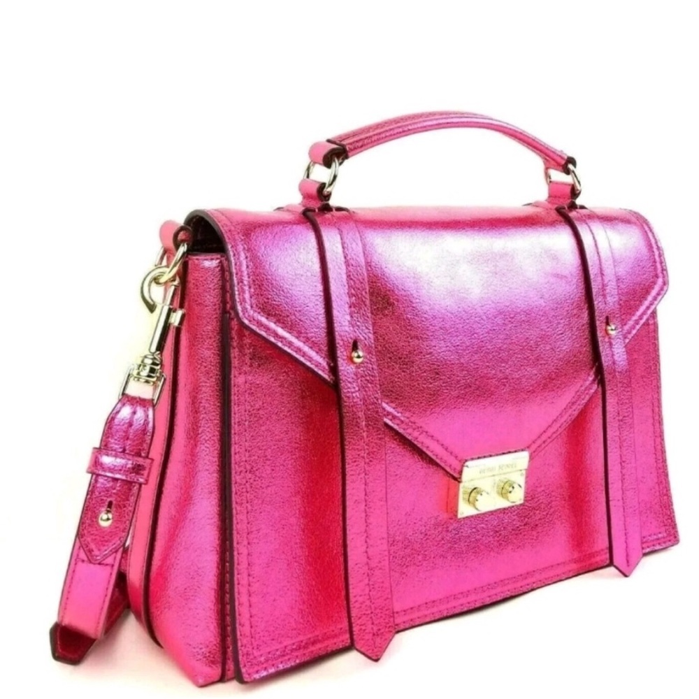 Henri Bendel Cambria Metallic Lipstick Pink Leather Satchel/Crossbody NWT - Picture 5 of 16